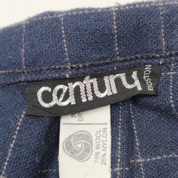 Vintage Century Boston Blue Wool Pleated Plaid/Grid A-Line Midi Dress - Picture 7 of 9